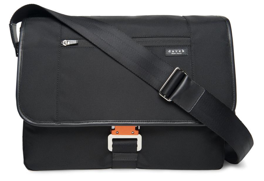 The Davek Messenger Bag Black Nylon